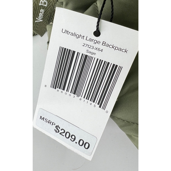 Vera Bradley Backpack Ultralight Large Bag School College Green Sage New - Picture 4 of 7